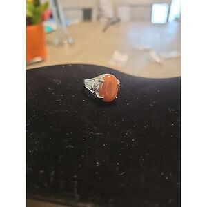 Sterling Silver sparkle orange Ring Glitter Size 8.5